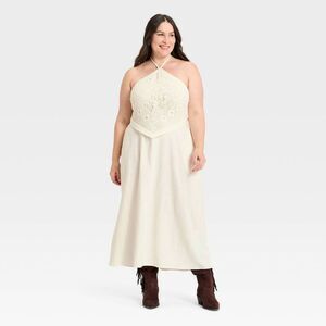 A New Day - Women's Embroidered Skater Dress - A New Day Cream Cream